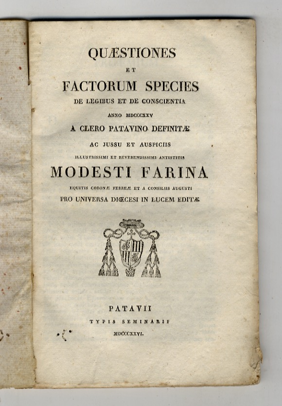 QUAESTIONES et factorum species de legibus et de conscientia anno …