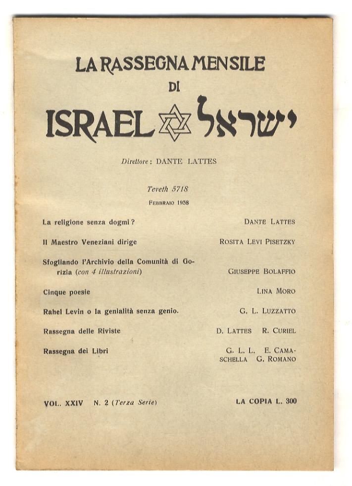 RASSEGNA (LA) mensile di Israel. Vol. XXIV. Dal n. 1 …