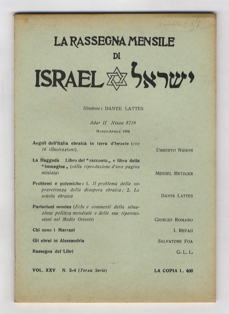 RASSEGNA (LA) mensile di Israel. Vol. XXIV. Dal n. 1 …