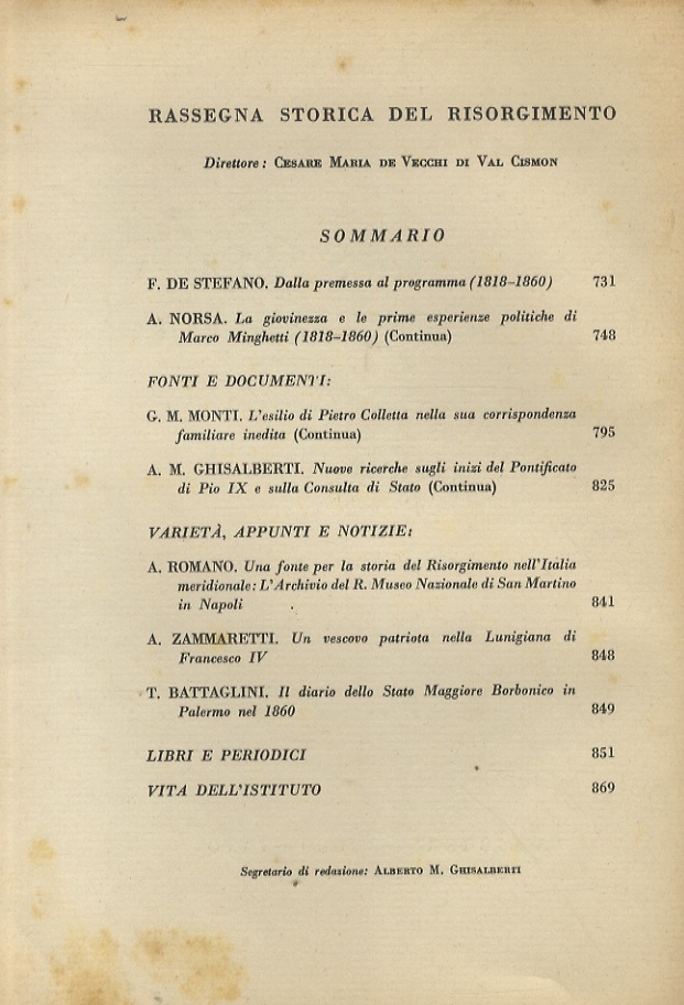 RASSEGNA storica del Risorgimento. Anno XXV. Fasc. VI. Giugno 1938 …