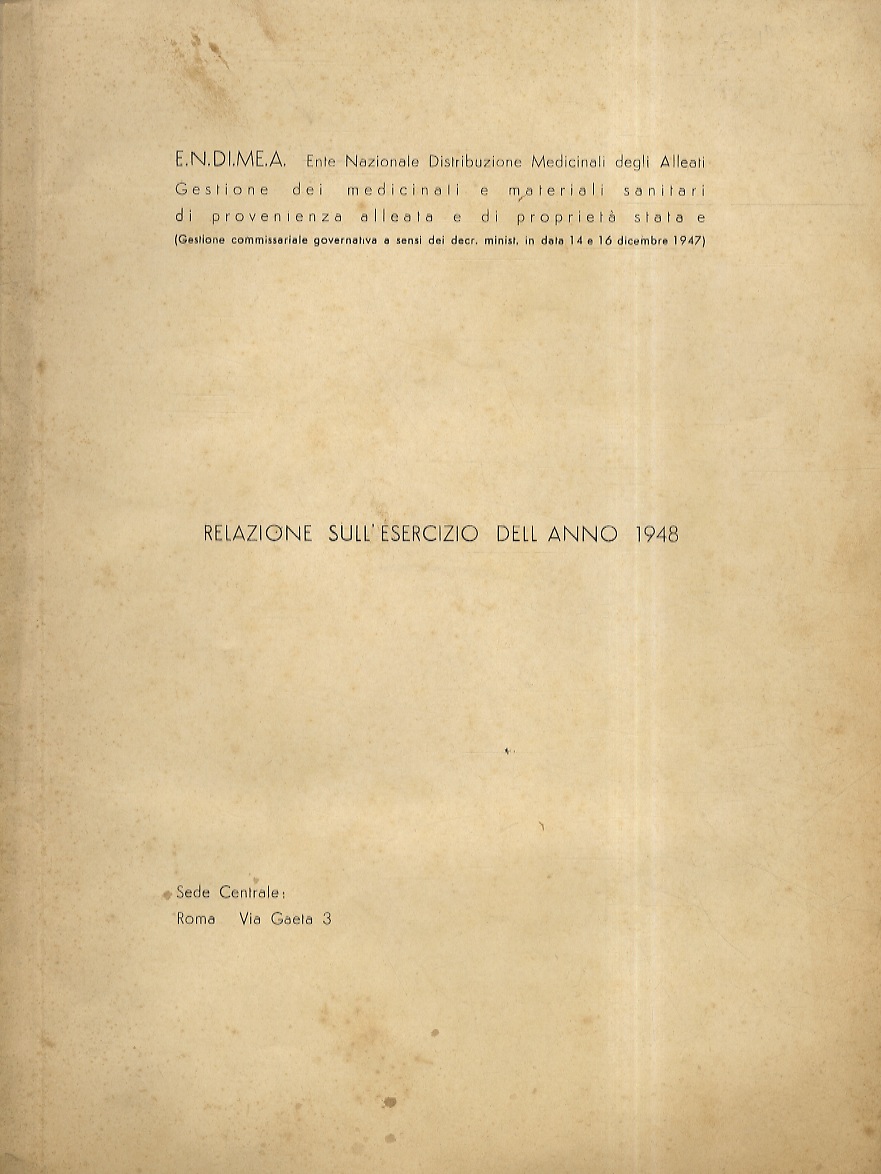 Relazione sull'esercizio dell'anno 1948.