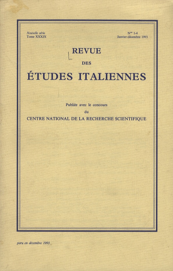 REVUE des Etudes Italiennes. Publiée avec le concours du Centre …