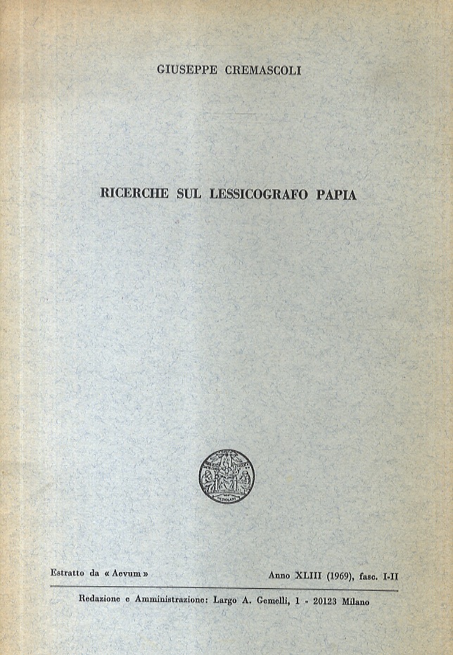 Ricerche sul lessicografo Papia.