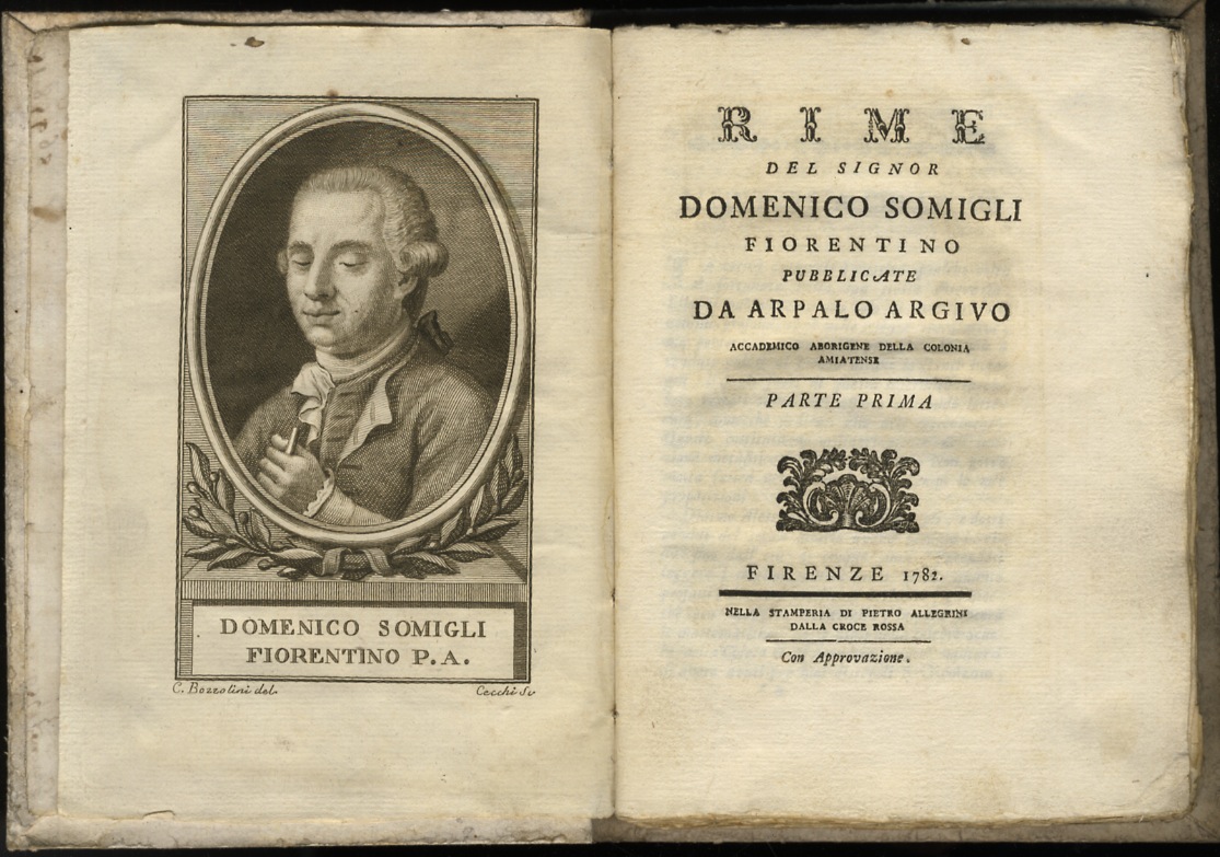 Rime del signor Domenico Somigli fiorentino pubblicate da Arpalo Argivo …