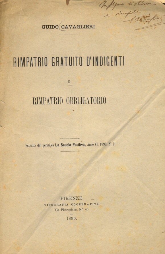 Rimpatrio gratuito d'indigenti e rimpatrio obbligatorio.