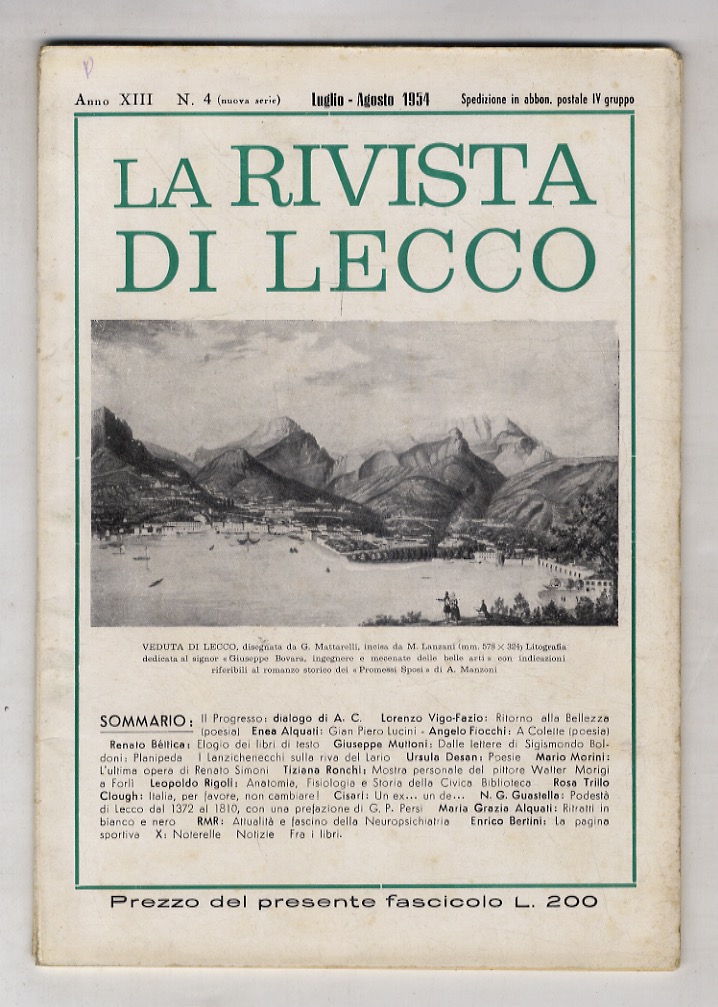 RIVISTA di Lecco. Anno XIII. N. 4. Luglio-agosto 1954.