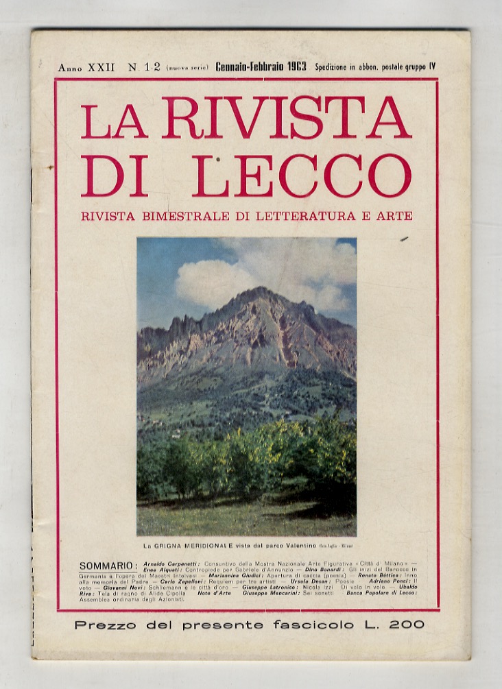 RIVISTA di Lecco. Anno XXII. N. 1-2. Gennaio-febbraio 1963.
