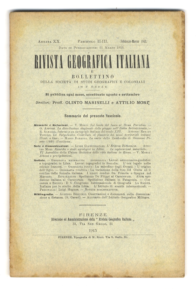 RIVISTA Geografica Italiana e bollettino della Società di Studi Geografici …