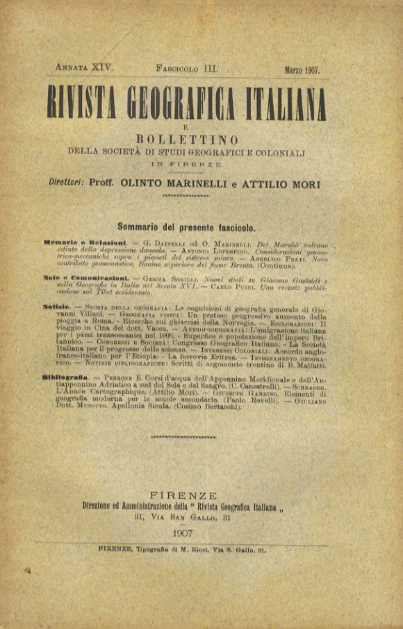 RIVISTA Geografica Italiana e Bollettino della "Società di Studi Geografici …