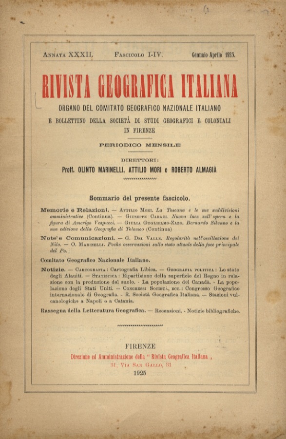 RIVISTA geografica italiana. Organo del Comitato Geografico Nazionale Italiano e …