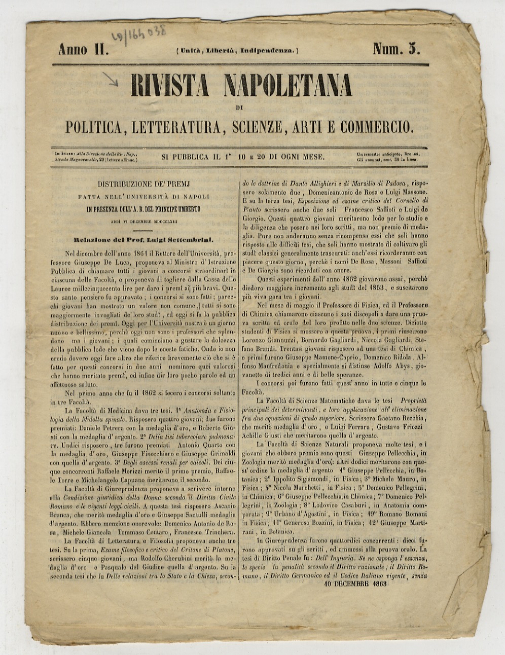 RIVISTA napoletana di politica, letteratura, scienze, arti e commercio. Anno …