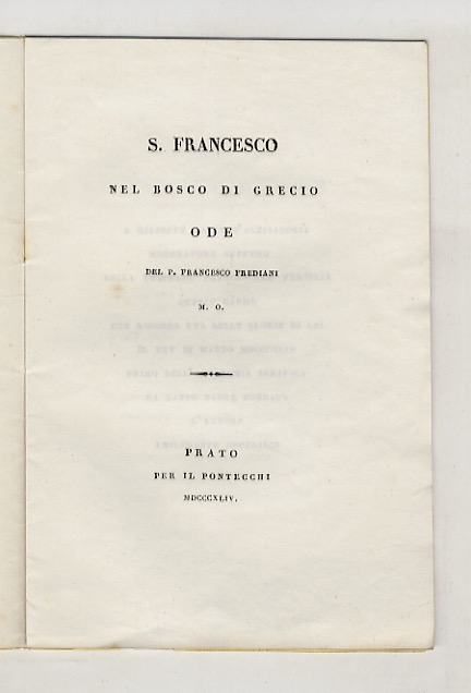S. Francesco nel Bosco di Grecio, ode.