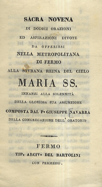 Sacra novena di dodici orazioni ed aspirazioni divote da offrirsi …