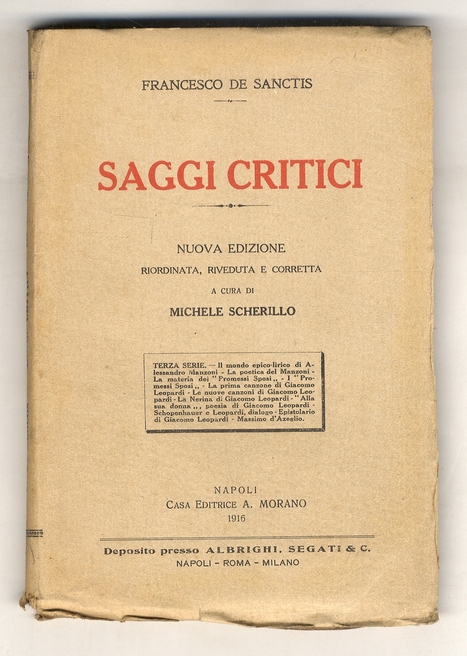 Saggi critici. Nuova edizione riordinata, accresciuta e corretta a cura …