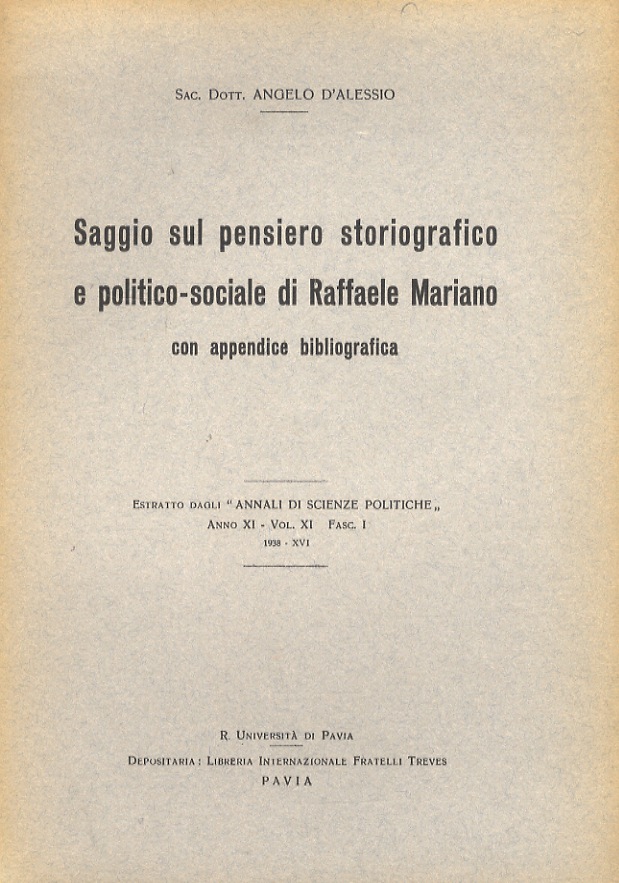 Saggio sul pensiero storiografico e politico-sociale di Raffaele Mariano, con …