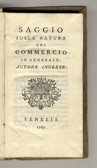 Saggio sulla natura del commercio in generale. Autore inglese.