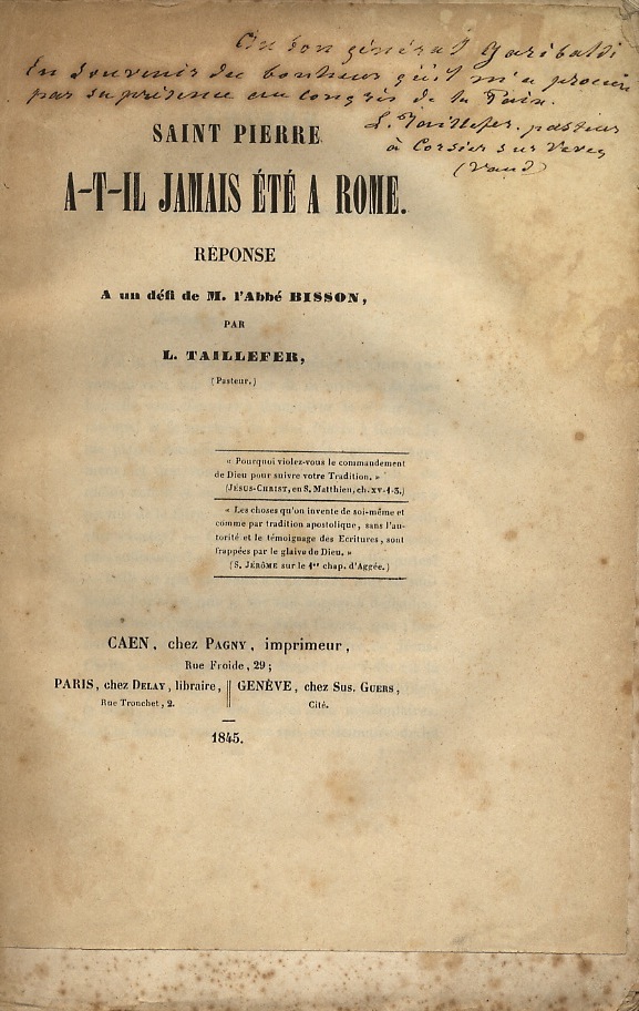 Saint Pierre a-t-il jamais été à Rome. Reponse à un …