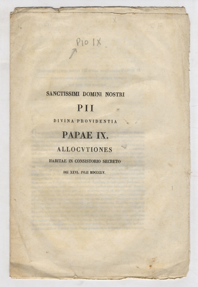 Sanctissimi Domini Nostri Pii Divina providentia papae IX allocutiones habiate …