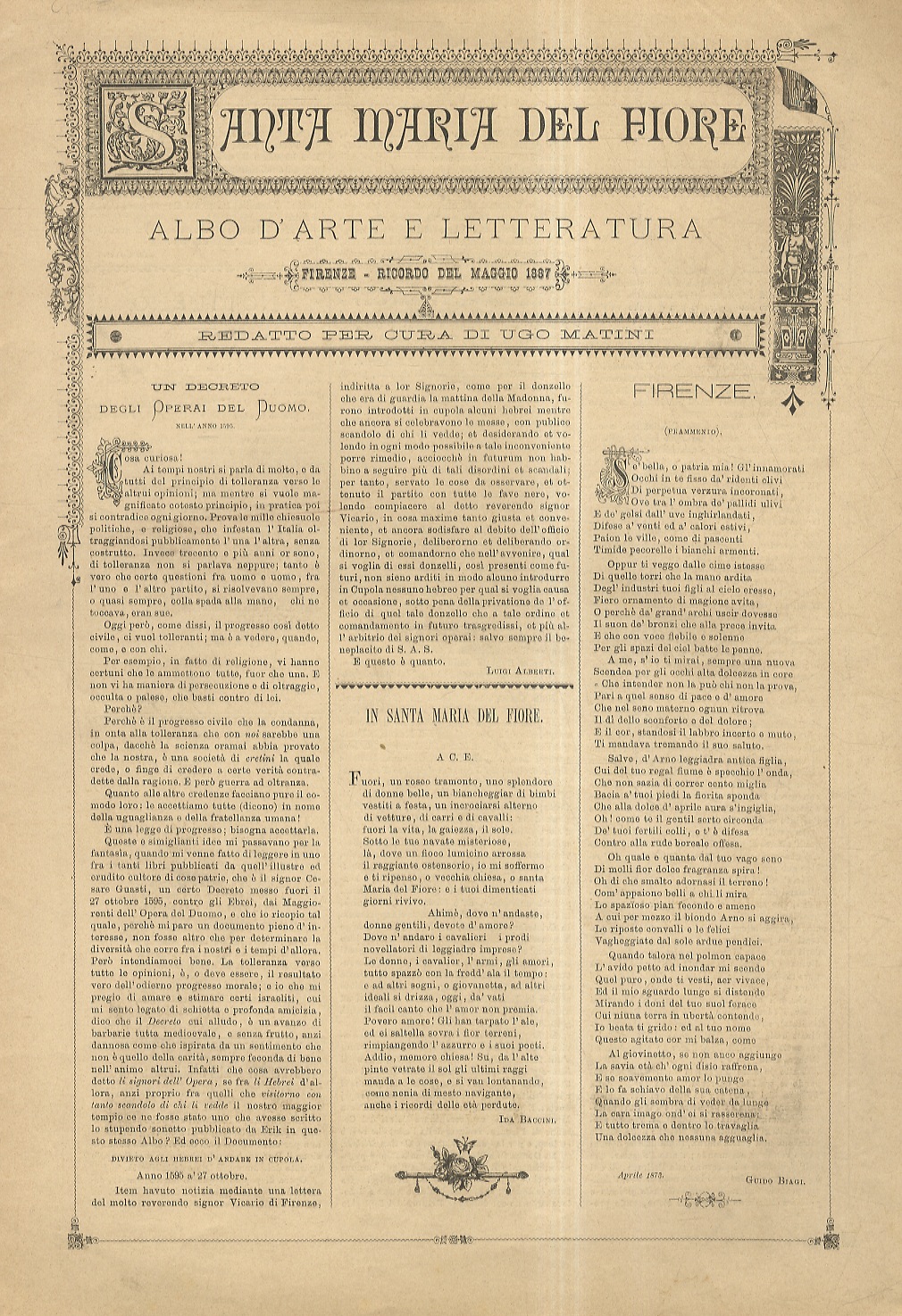 Santa Maria del Fiore. Albo d'Arte e Letteratura. Firenze - …