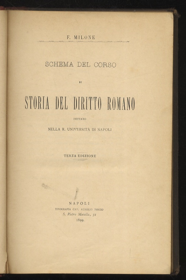 Schema del corso di storia del diritto romano dettato nella …