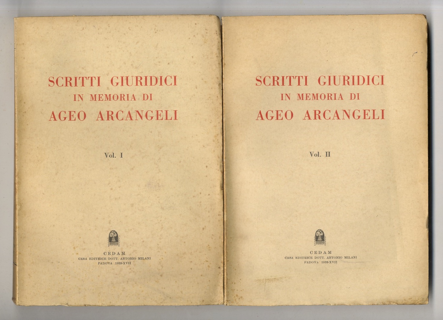 Scritti giuridici in memoria di Ageo Arcangeli. Vol. I - …