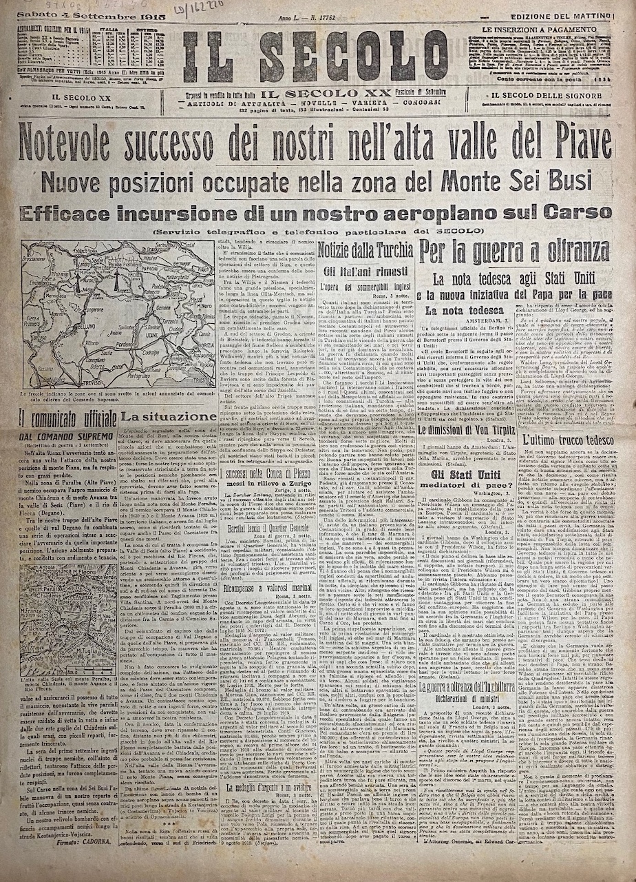 SECOLO (IL). Edizione del mattino. Anno L. Numero 17752. Sabato …