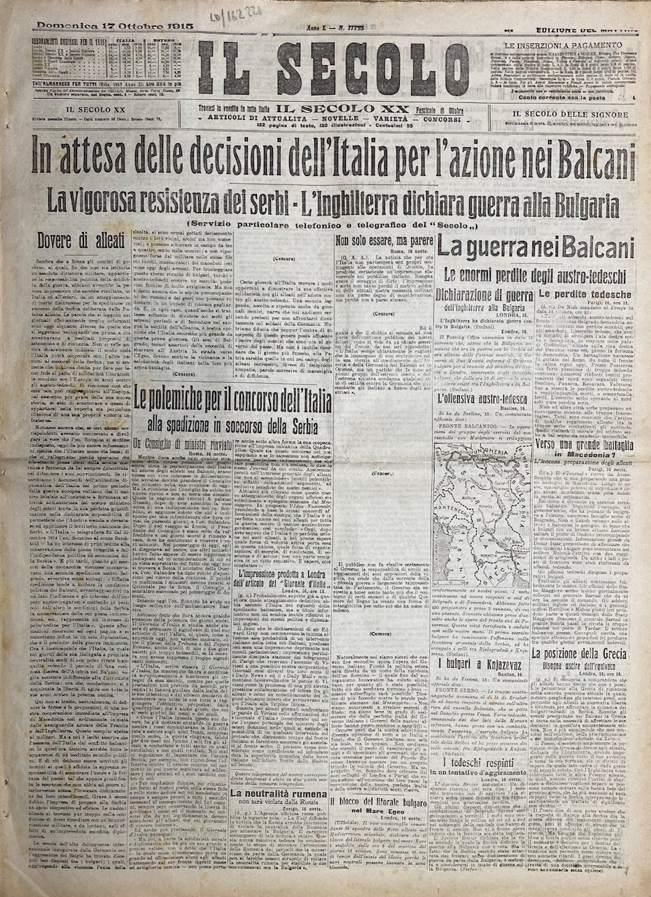 SECOLO (IL). Edizione del mattino. Anno L. Numero 17795. Domenica …