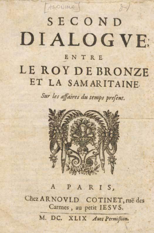 Second Dialogue entre le Roy de Bronze et la Samaritaine, …
