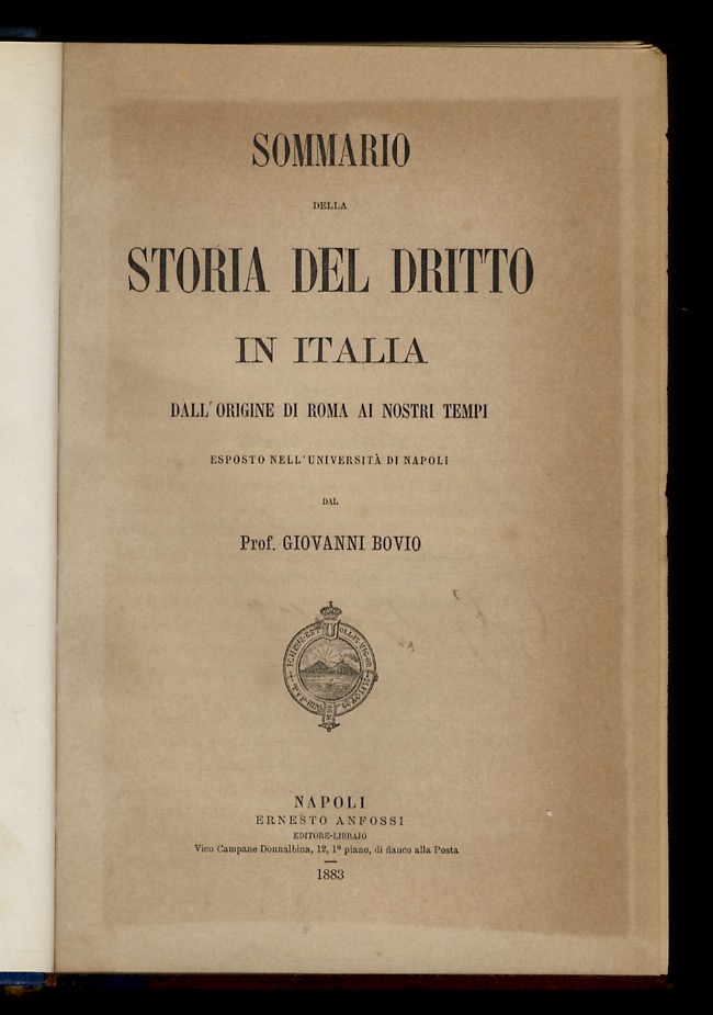 Sommario della storia del Diritto in Italia dall'origine di Roma …