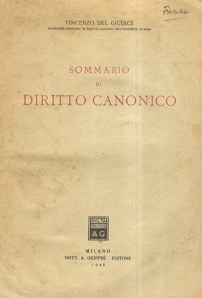 Sommario di diritto canonico.