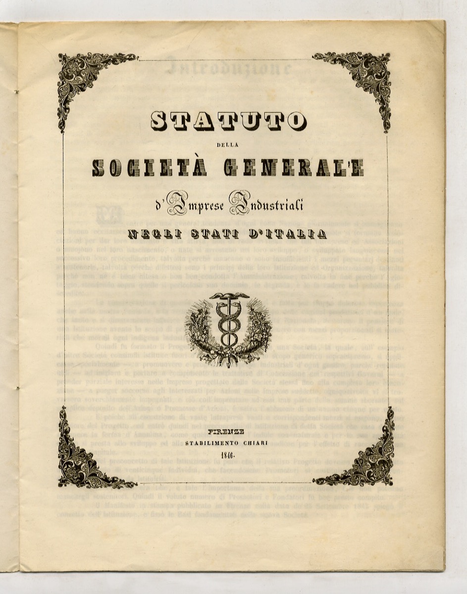 STATUTO della Società Generale d'Imprese Industriali negli Stati d'Italia.