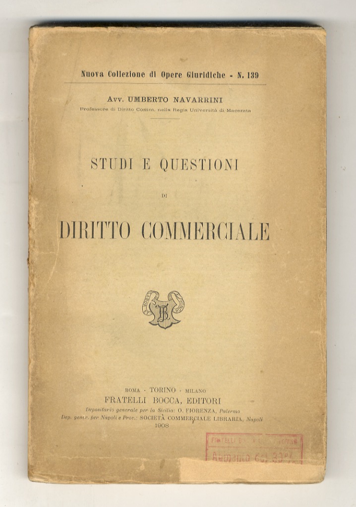 Studi e questioni di diritto commerciale.