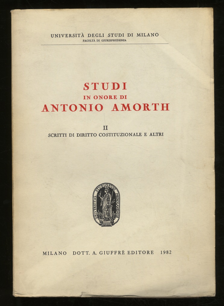 STUDI in onore di Antonio Amorth. Vol. II: Scritti di …