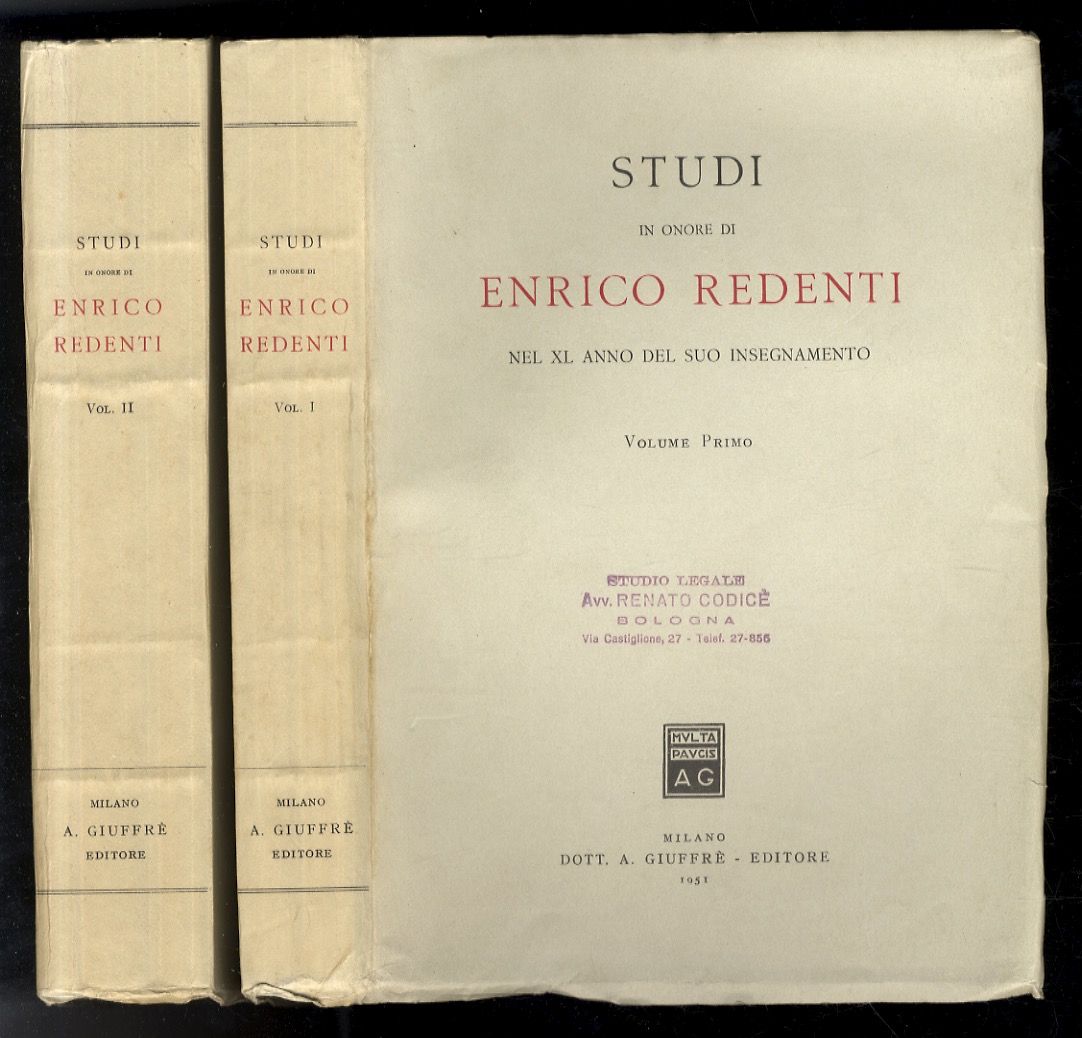 STUDI in onore di Enrico Redenti nel XL anno del …