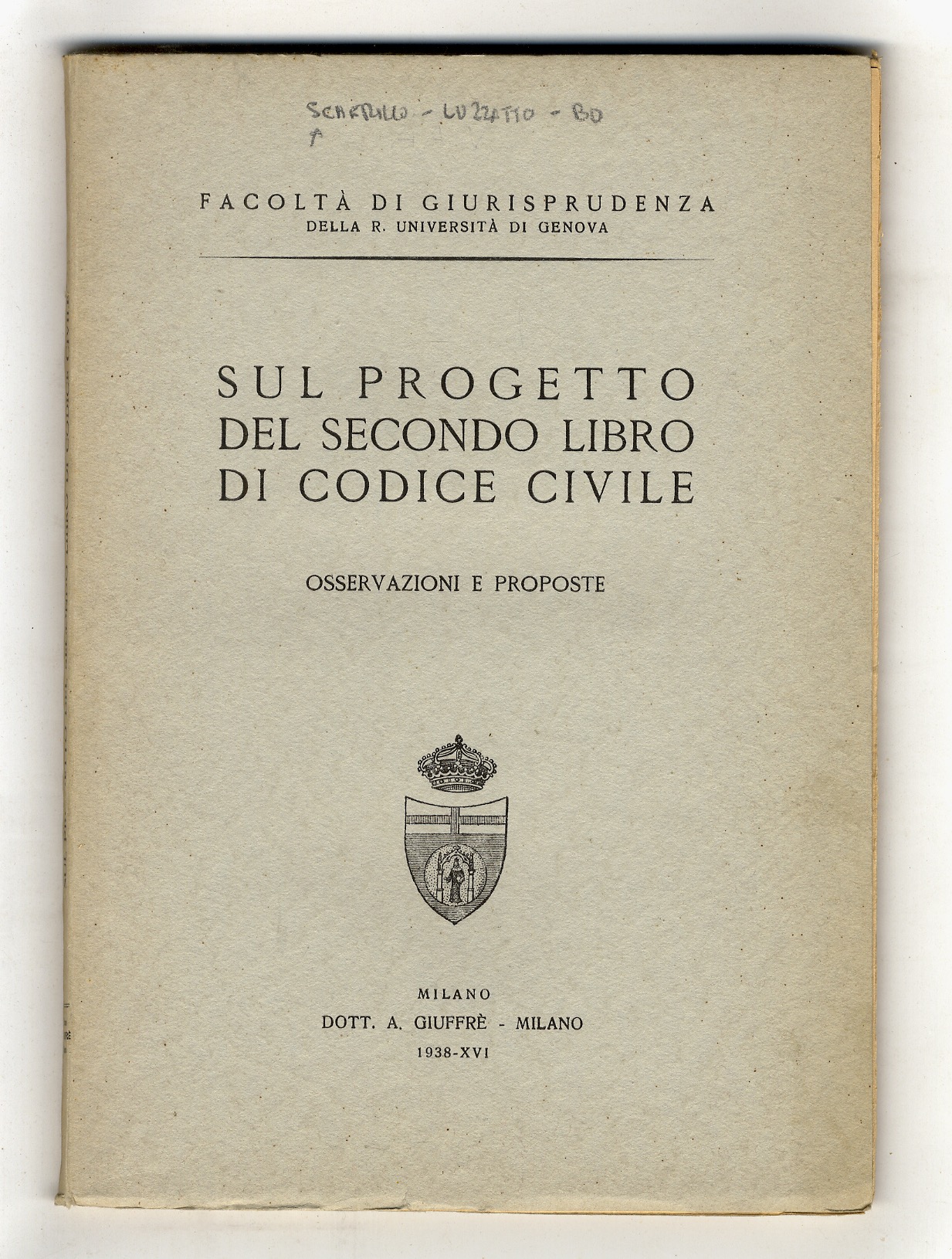 Sul progetto del secondo libro di Codice Civile. Osservazioni e …