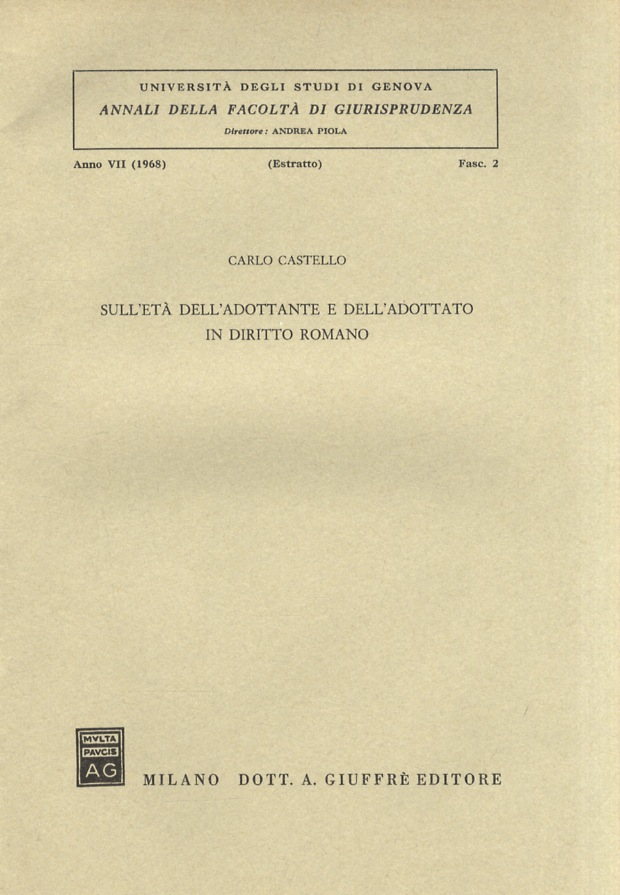 Sull'età dell'adottante e dell'adottato in diritto romano.