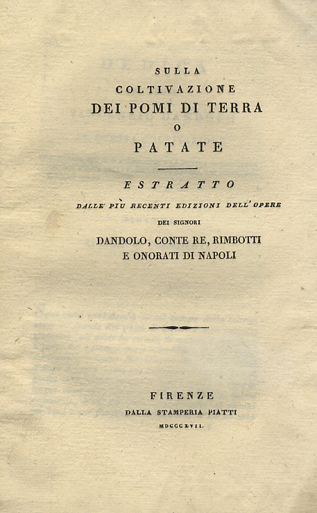 Sulla coltivazione dei pomi di terra o patate estratto dalle …