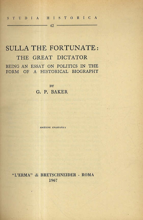 Sulla the fortunate: the great dictator being an essay on …