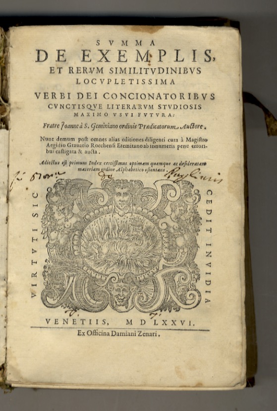 Summa de exemplis, et rerum similitudinibus locupletissima verbi Dei concionatoribus …