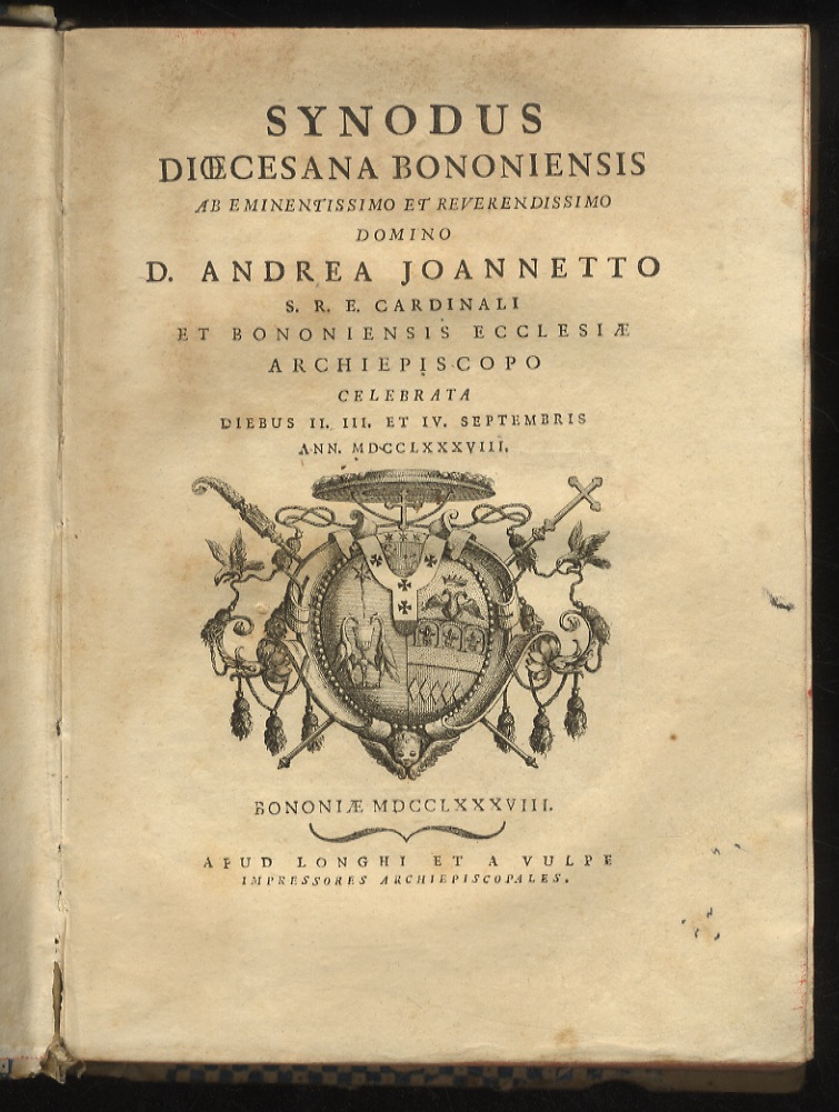 Synodus dioecesana Bononiensis ab eminentissimo et reverendissimo domino D. Andrea …