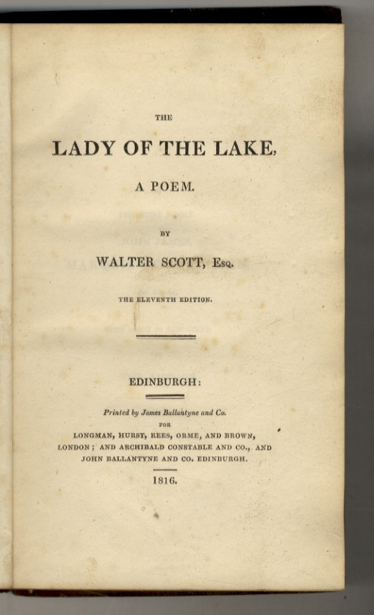 The Lady of the Lake. A Poem. The Eleventh Edition.