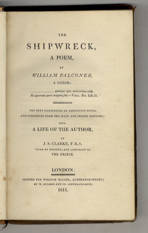 The Shipwreck. A Poem by William Falconer, a Sailor. The …