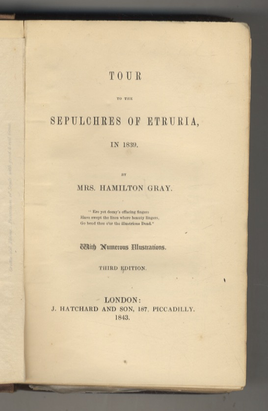 Tour to the Sepulchres of Etruria, in 1839.