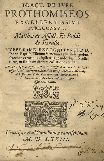 Tract. de jure prothomiseos nuperrime recognitus per D. Ioann. Baptist. …