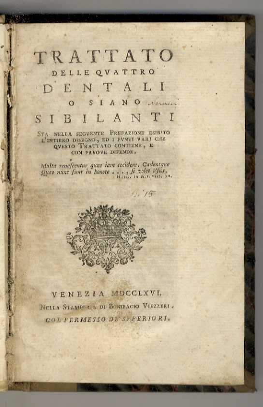 Trattato delle quattro dentali o siano sibilanti (.).