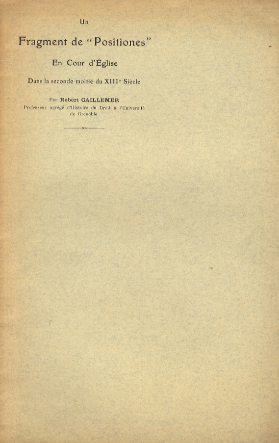 Un fragment de “positiones” en cour d'église dans la seconde …