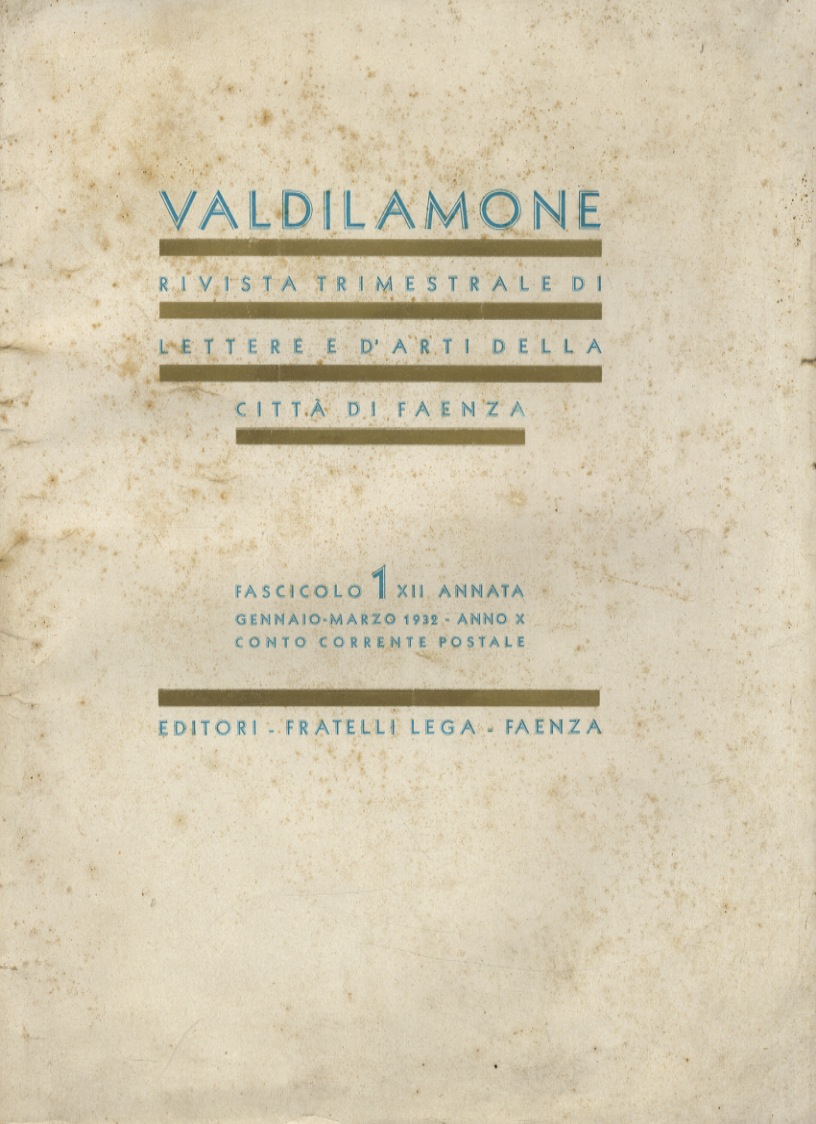 VALDILAMONE. Rivista trimestrale di lettere e d'arti della città di …