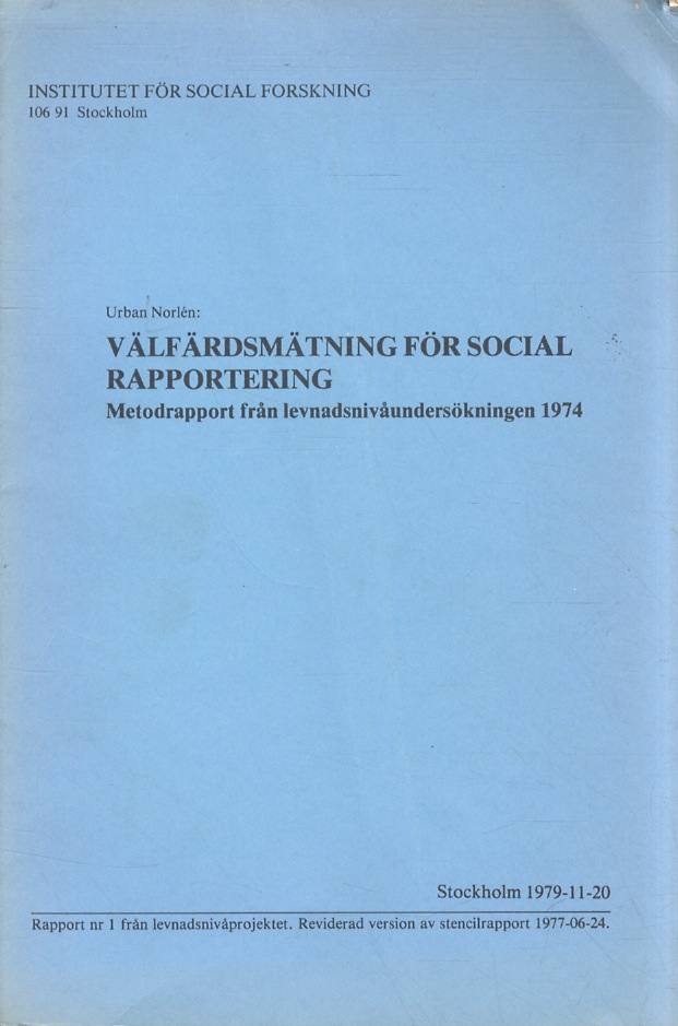 Välfärdsmätning för social rapportering.