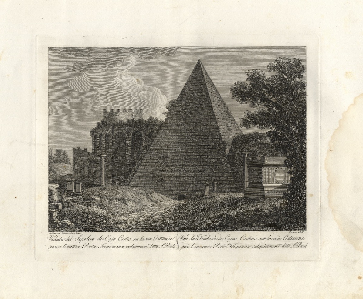 Veduta del Sepolcro di Cajo Cestio sulla via Ostiense [.].