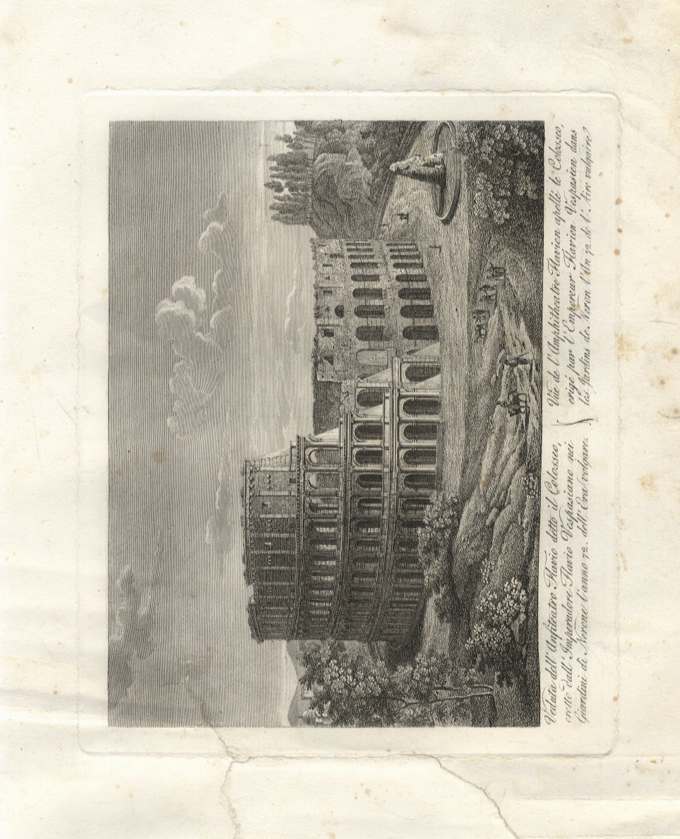 Veduta dell'Anfiteatro Flavio detto il Colosseo eretto dall'Imperatore Flavio Vespasiano …